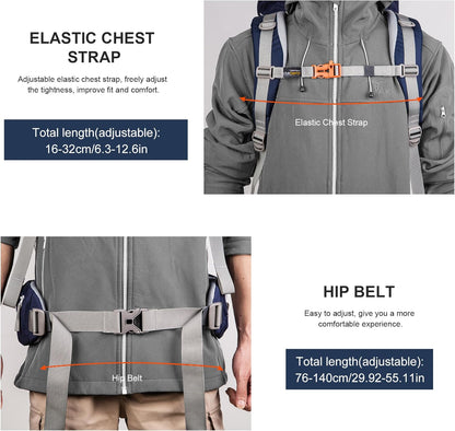 75/70L/60L Internal Frame Hiking Backpack for Backpacking, Hiking, Camping with Rain Cover