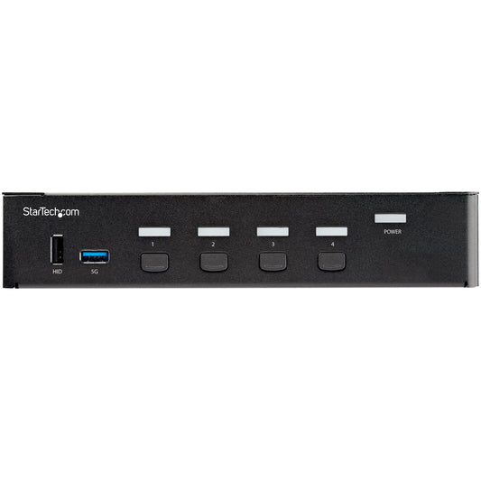 4 Port HDMI KVM Switch - Single Monitor 4K 60Hz Ultra HD HDR - Desktop HDMI 2.0 KVM Switch with 2 Port USB 3.0 Hub (5Gbps) and 4x USB 2.0 HID, Audio - Hotkey Switching - TAA - PuriLite