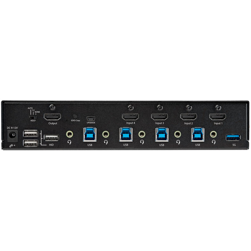 4 Port HDMI KVM Switch - Single Monitor 4K 60Hz Ultra HD HDR - Desktop HDMI 2.0 KVM Switch with 2 Port USB 3.0 Hub (5Gbps) and 4x USB 2.0 HID, Audio - Hotkey Switching - TAA