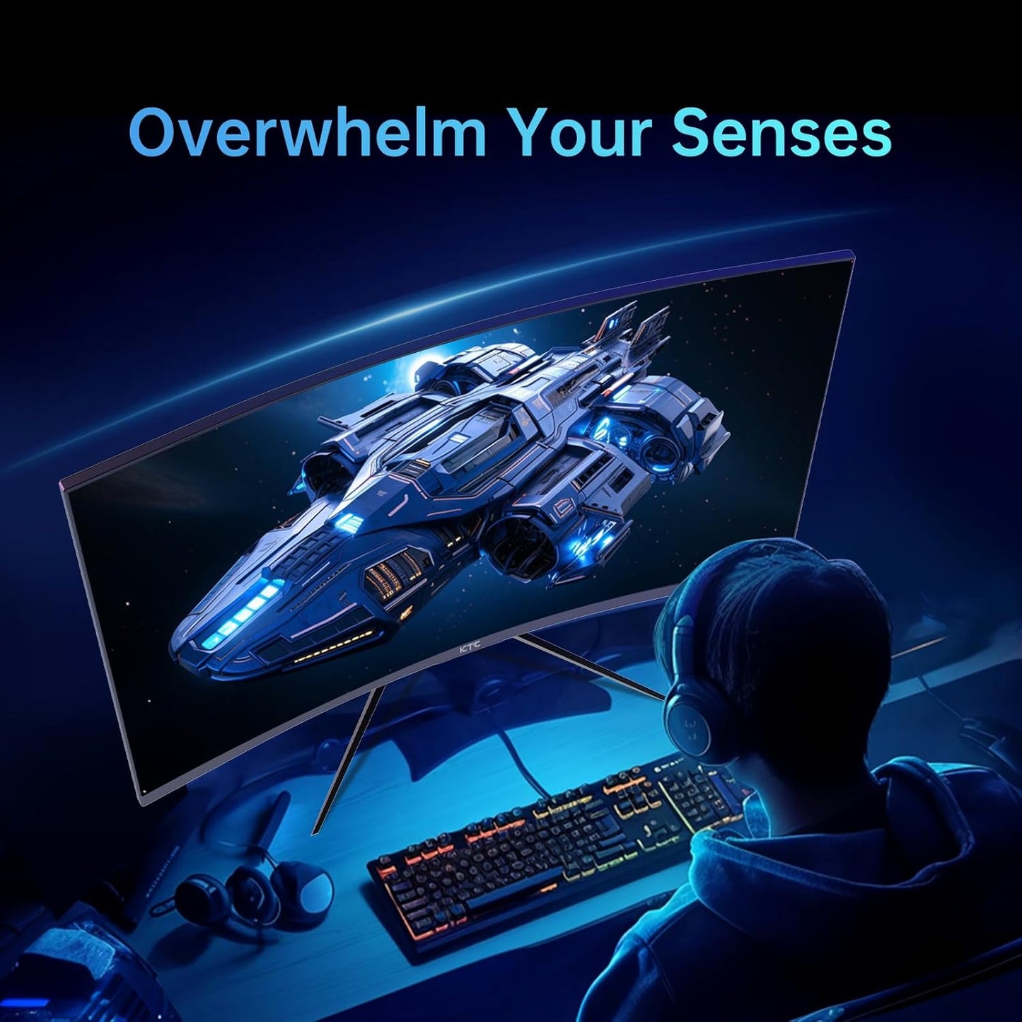 KTC 32-Inch Curved Gaming Monitor – 240Hz FHD 1080P – 1500R – 1ms – 125% sRGB – FreeSync & G-Sync – HDR10 – HDMI/DP/USB – VESA Mount - PuriLite
