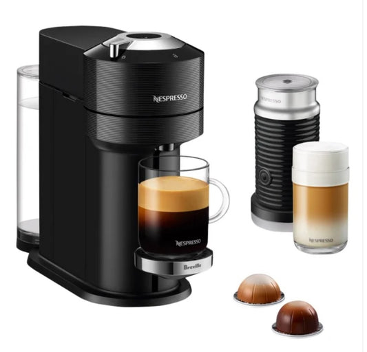 Nespresso Vertuo Next Premium Coffee and Espresso Machine by Breville with Aeroccino Milk Frother, Classic Black - PuriLite
