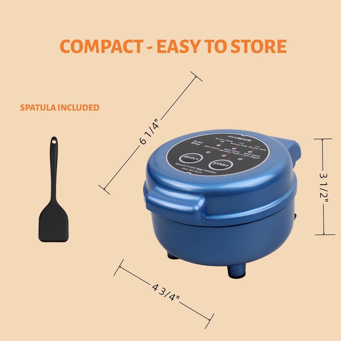 Smart Fried Egg Cooker – Automatic Fried Egg Maker – 6 Egg Modes Sunny Side Up to Fully Cooked – Non-Stick Round Egg Fryer with Auto Power Off & Alarm