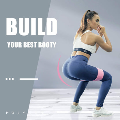Polygon Resistance Exercise Bands for Legs, Butt & Hips | Fabric Non-Slip Squat Bands, Thick Fitness Loops for Men & Women | Full Workout Guide Included (Set of 3) - PuriLite