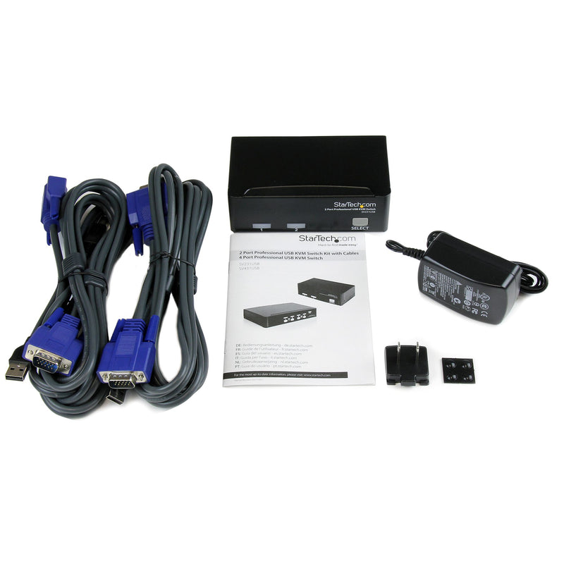 2 Port Professional USB KVM Switch Kit with Cables - TAA