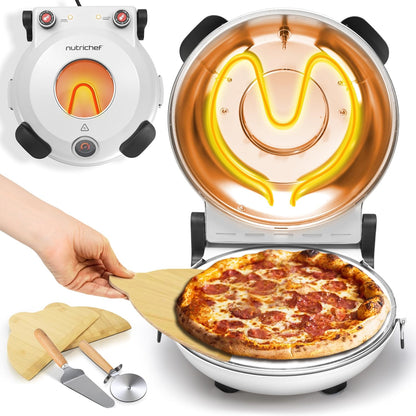 NutriChef Electric Pizza Oven – 1200W Countertop Pizza Maker – 800°F High-Heat Indoor Pizza Oven with Thermometer, Viewing Window & Non-Stick Coating
