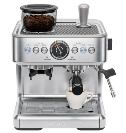 Chefman Crema Supreme Espresso Machine with Conical Burr Grinder - PuriLite