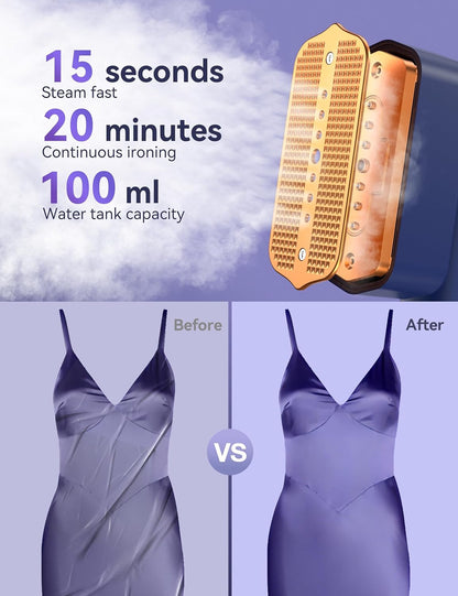 Steamer for Clothes,Sundu Portable 2 In 1Handheld Garment Steamer,15s Fast Heat-up,100ml Water Tank,Steamer Ironing Gloves,20 Minutes of Continuous Ironing Removes Wrinkle for Home,Office and Travel