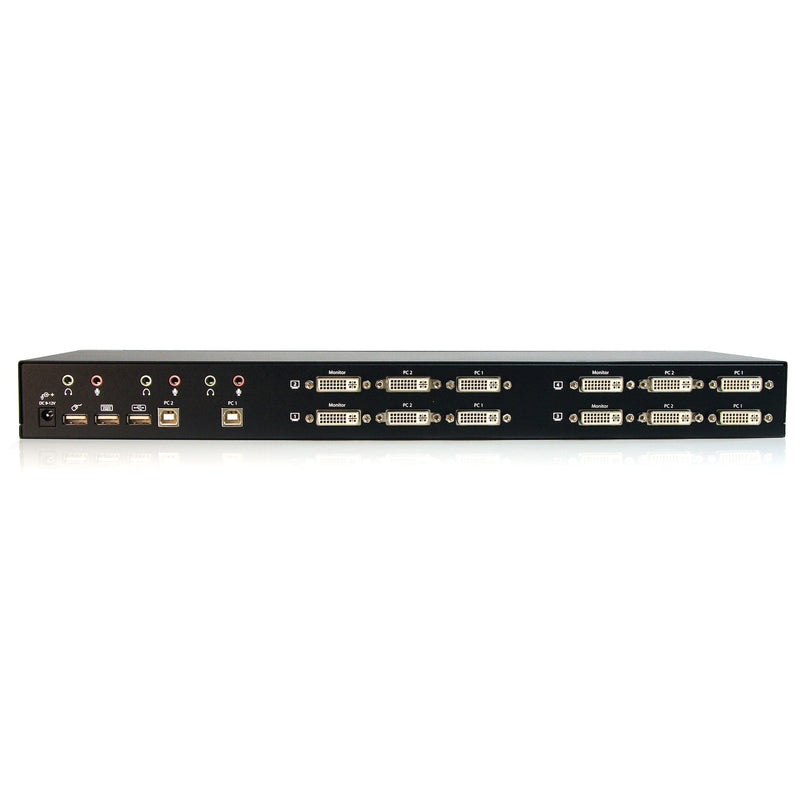 2 Port Quad Monitor Dual-Link DVI USB KVM Switch with Audio & Hub - TAA