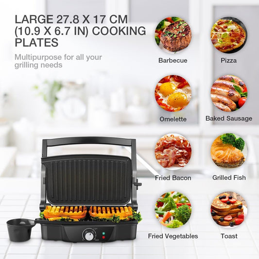 Panini Maker, iSiLER 2 Slice Panini Press Grill, Sandwich Maker Non-Stick Coated Plates, Opens 180 Degrees for Panini - PuriLite