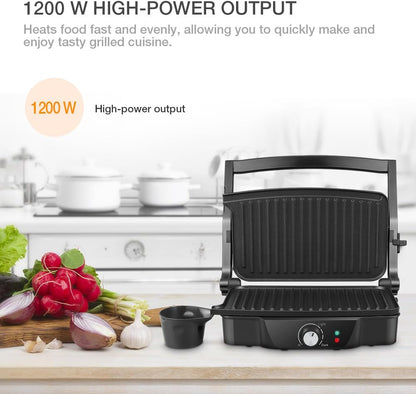 Panini Maker, iSiLER 2 Slice Panini Press Grill, Sandwich Maker Non-Stick Coated Plates, Opens 180 Degrees for Panini