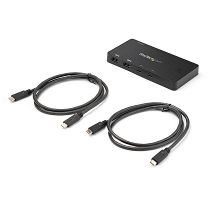 2 Port USB C KVM Switch - 4K 60Hz HDMI - Compact Dual Port UHD USB Type C Desktop Mini KVM Switch with USB C Cables - Bus Powered - MacBook iPad Pro ThinkPad IdeaPad EliteBook - TAA
