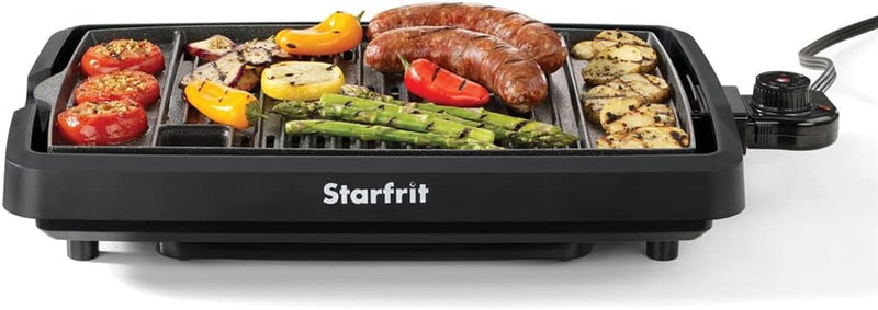 Starfrit The Rock Indoor Smokeless Electric BBQ Grill - Non-Stick 10" x 16" Cooking Surface - Adjustable Temperature