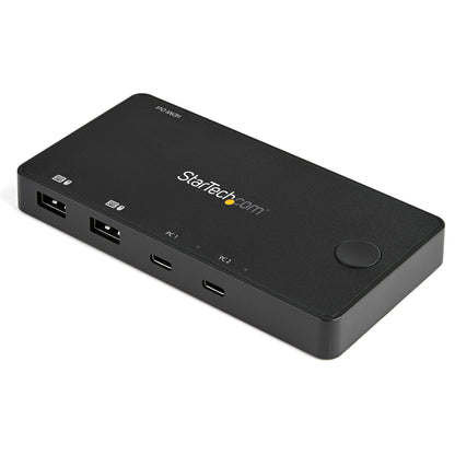 2 Port USB C KVM Switch - 4K 60Hz HDMI - Compact Dual Port UHD USB Type C Desktop Mini KVM Switch with USB C Cables - Bus Powered - MacBook iPad Pro ThinkPad IdeaPad EliteBook - TAA