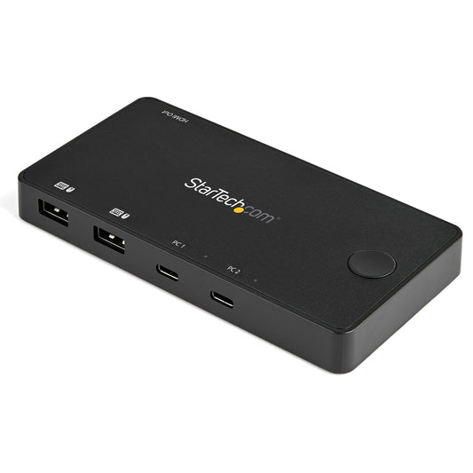 2 Port USB C KVM Switch - 4K 60Hz HDMI - Compact Dual Port UHD USB Type C Desktop Mini KVM Switch with USB C Cables - Bus Powered - MacBook iPad Pro ThinkPad IdeaPad EliteBook - TAA