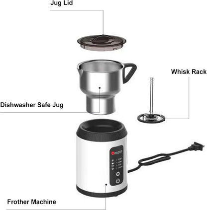 Casara 4-in-1 Electric Milk Steamer and Frother,27oz Stainless Steel Pitcher,Hot and Cold Foam Maker and Milk Warmer for Lattes,Cappuccinos,Macchiato