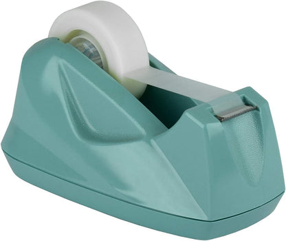 Premium Desktop Tape Dispenser with Non-Skid Heavy Duty Base Solid Green Fits 1 Inch Core - PuriLite