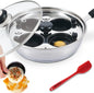 Egg Poacher - Eggssentials Poached Egg Maker, Stainless Steel Egg Poaching Pan, Poached Eggs Cooker Food Grade Safe PFOA Free with Spatula