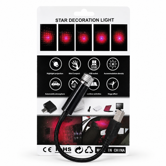 Mini LED Star Projector Night Light, USB Car Interior Lights, Adjustable Ceiling Lamp for Auto Roof, Bedroom, Party Decoration