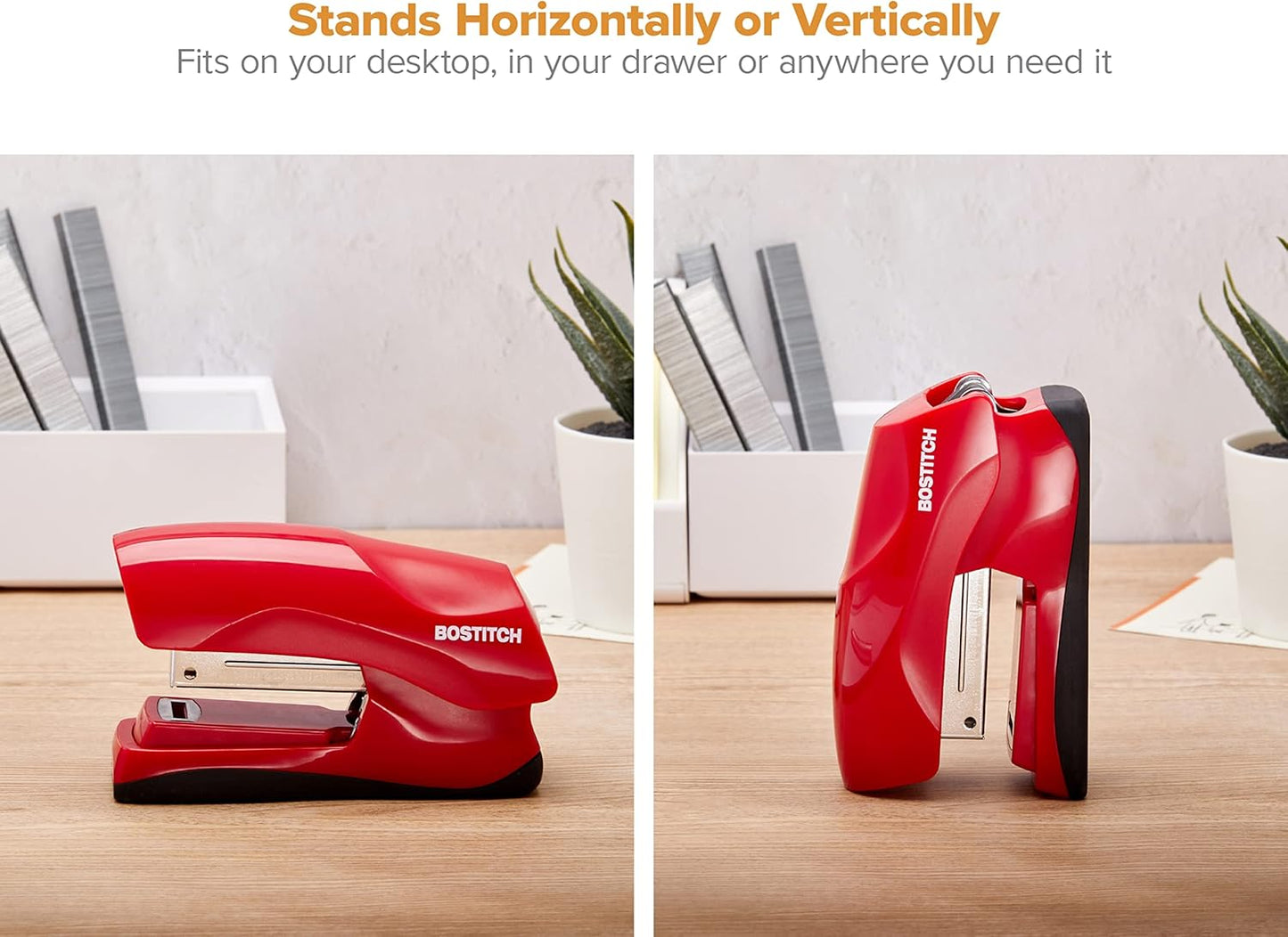 Heavy Duty Compact Stapler 40 Sheet Capacity with 1250 Staples and Built-In Claw Remover Red - PuriLite