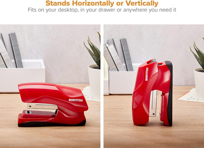 Heavy Duty Compact Stapler 40 Sheet Capacity with 1250 Staples and Built-In Claw Remover Red - PuriLite