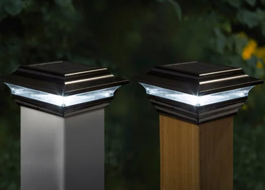 Classy Caps 4 x 4 Black Aluminum Imperial Solar Post Cap, 2-pack