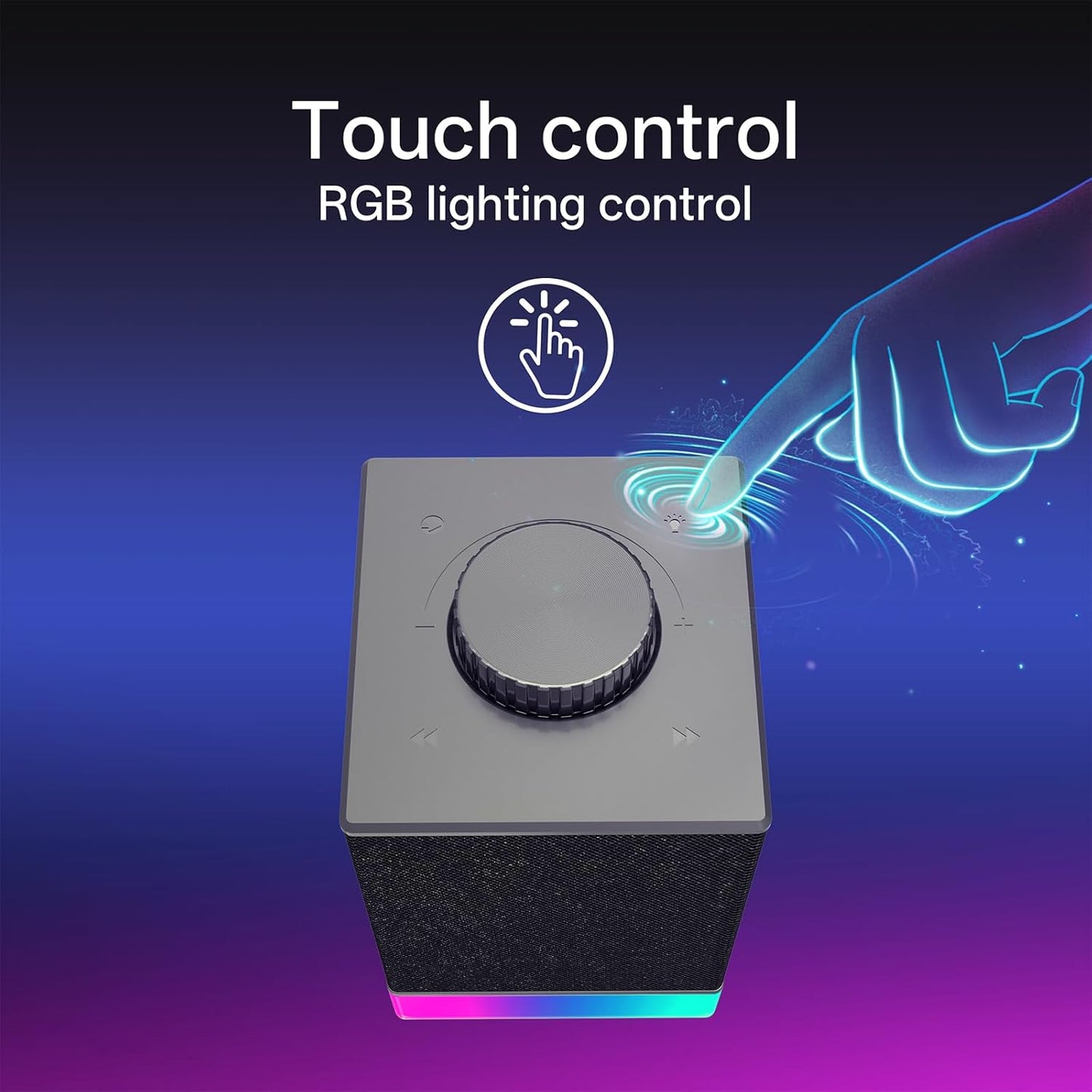 Redragon GS517 RGB Computer Speaker – 2.0 Stereo PC Speakers with Bluetooth 5.3 & USB, Touch Controls, Volume Knob, 8 RGB Lighting Effects - PuriLite