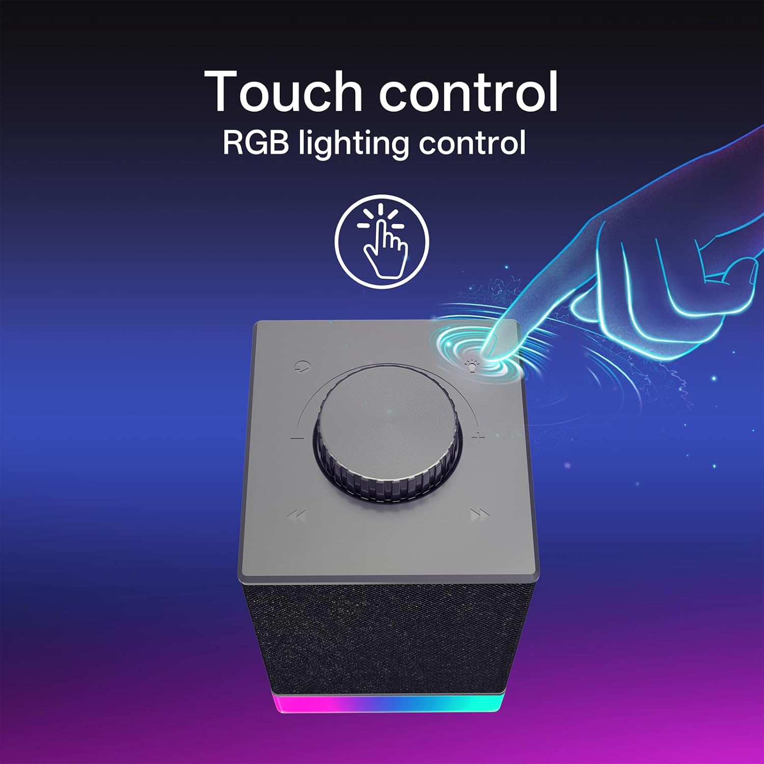 Redragon GS517 RGB Computer Speaker – 2.0 Stereo PC Speakers with Bluetooth 5.3 & USB, Touch Controls, Volume Knob, 8 RGB Lighting Effects - PuriLite
