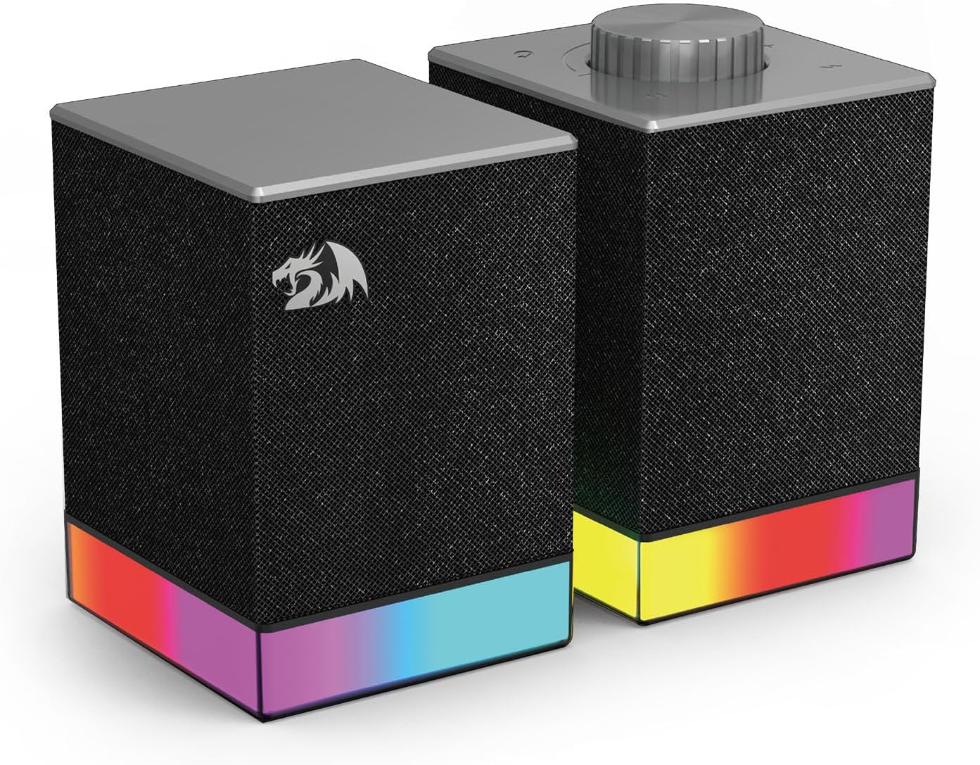 Redragon GS517 RGB Computer Speaker – 2.0 Stereo PC Speakers with Bluetooth 5.3 & USB, Touch Controls, Volume Knob, 8 RGB Lighting Effects - PuriLite