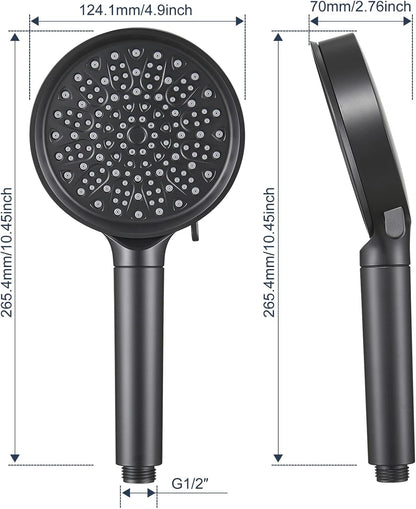 Cobbe Handheld Shower Head with Filter, High Pressure 6 Spray Mode Showerhead with 60" Hose, Bracket and Water Softener Filters Beads for Hard Water Remove Chlorine, Black