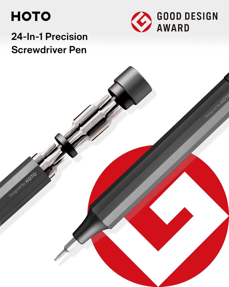 HOTO Precision Screwdriver Set, 24-in-1 Manual Screwdriver Set, Mini Hand Screwdriver Set with 12 Double End S2-Steel Bits, Ideal for Phone/Glasses/Watches/Laptop, Slate Grey
