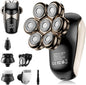 Detachable Head Shavers, SHPAVVER 5-in-1 Electric Razor IPX7 Waterproof for Bald Men, Wet/Dry LED Display Rechargeable 7D Rotary Shaver Grooming Kit with Type-C Charge (A)