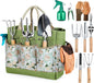 Garden Tools 9-Piece Heavy Duty Gardening Tools with Pruning Shears & Large Garden Tote, Rust-Proof Tools Set for Gardening, Ideal Gardening Gifts for Women & Birthday Gifts for Mom