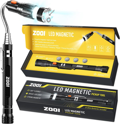 Telescoping Magnetic Pickup Tool with LED Light, Extendable Flexible Retrieval Tool, Compact Aluminum Handheld Tool for Home, Workshop, and Repair Tasks - PuriLite