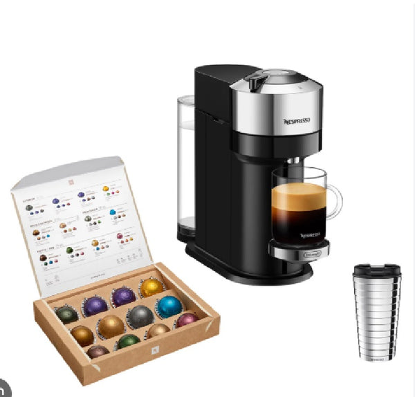 Nespresso Vertuo Next Deluxe Espresso and Coffee Machine by De'Longhi with 12 oz.Travel Mug and $20 Nespresso coffee voucher