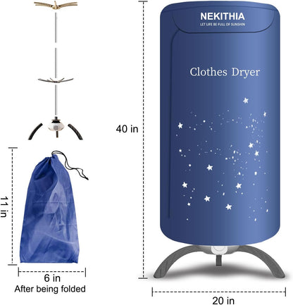 Portable Clothes Dryer Upgraded to Quickly Dry A Large Number of Clothes and Shoes. Travel Mini 900w Dryer Machine, Compact Portable Dryer for Family, Apartment, RV and Travel