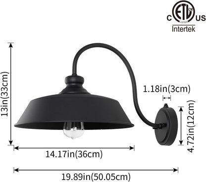 Dusk to Dawn Farmhouse Outdoor Gooseneck Barn Wall Light with 14" Dome Matte Black