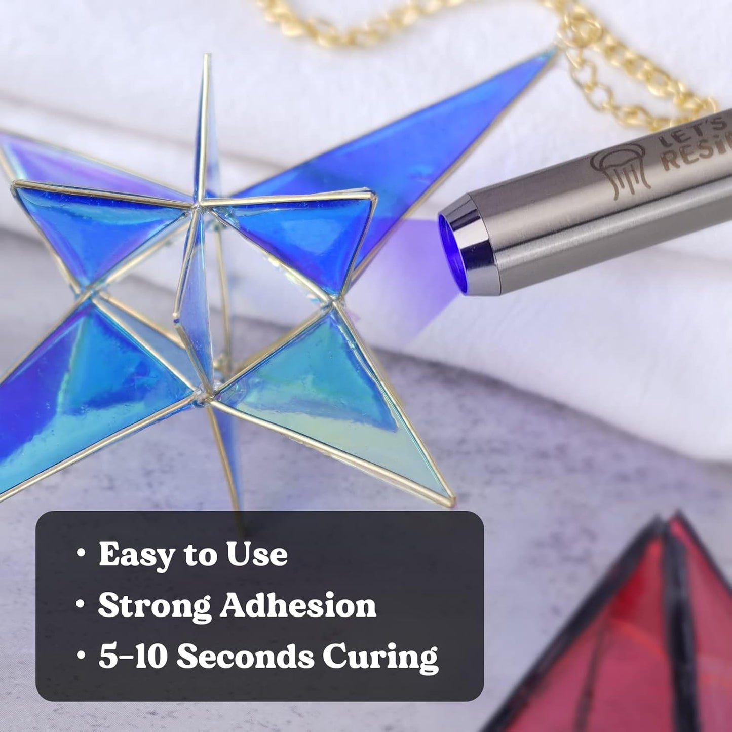 LET'S RESIN UV Resin Kit with Light, Bonding & Curing in Seconds, 25g UV Resin Kit with UV Flashlight for Welding, Jewelry UV Glue Adhesive for Plastic Repair, Glass Light, Craft Decor