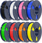 SUNLU High Speed PLA Filament Mini Pack, 30mm/s - 600mm/s Print Range, High Flow Speedy 3D Printer PLA Filament Bundle, 250g/Spool, Black+White+Green+Blue+Red+Orange+Yellow+Pink
