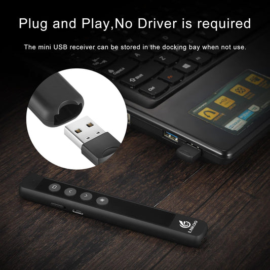 LNKOO Presentation Remote, RF 2.4GHz Wireless Presenter PowerPoint PPT Clicker Slides Advancer Remote Control Rechargeable Presenter Support Hyperlink