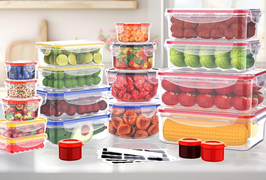 40 Pcs Food Storage Containers with Lids Airtight- Plastic Meal Prep Container for Pantry Kitchen Organization, Microwave, Dishwasher, Freezer Safe -100% Leak Proof (20 Stackable Boxes-20 Lids)
