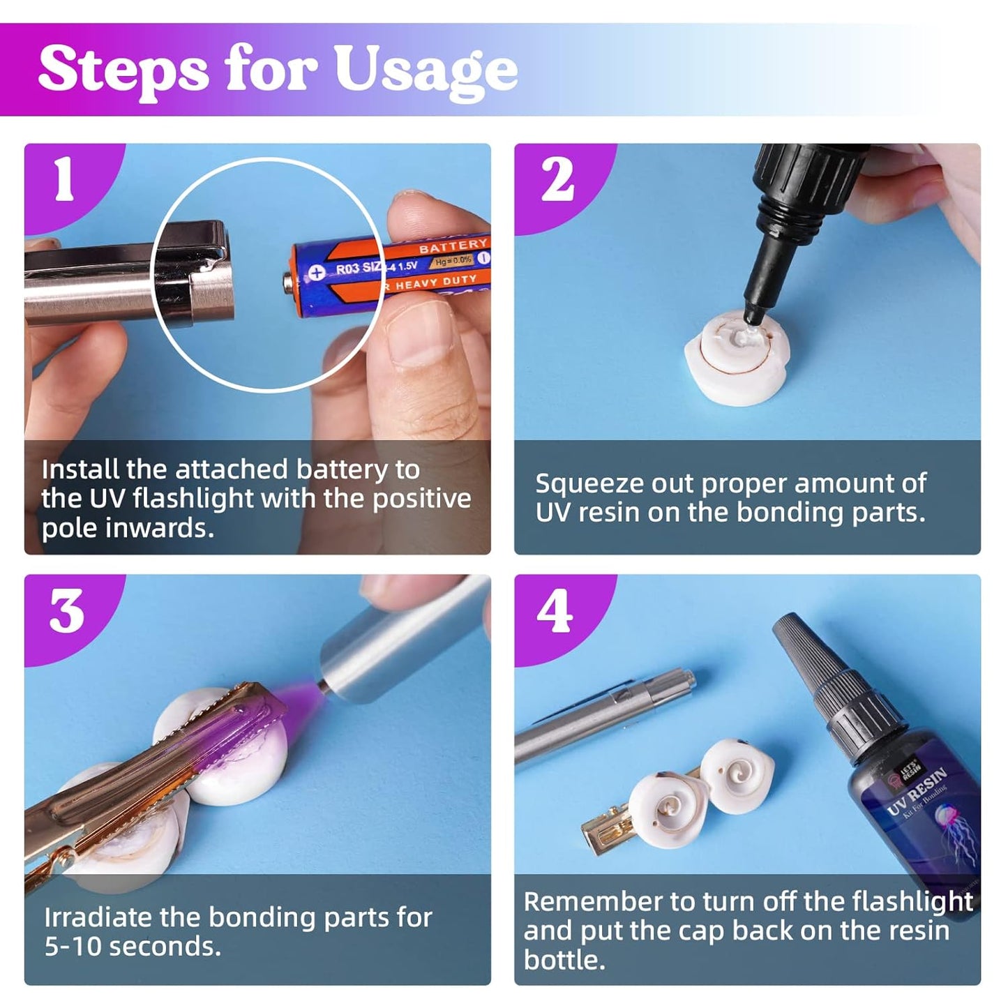 LET'S RESIN UV Resin Kit with Light, Bonding & Curing in Seconds, 25g UV Resin Kit with UV Flashlight for Welding, Jewelry UV Glue Adhesive for Plastic Repair, Glass Light, Craft Decor