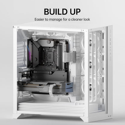 AsiaHorse 18AWG PSU PSU Cable Extension Sleeved Custom Mod GPU PC Power Supply Soft Braided with Two Color Comb Kit 24P/8P to 6+2P/ 8P to 4+4P 30CM 300MM (Peal White)