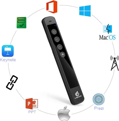 LNKOO Presentation Remote, RF 2.4GHz Wireless Presenter PowerPoint PPT Clicker Slides Advancer Remote Control Rechargeable Presenter Support Hyperlink