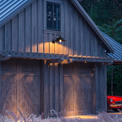 Dusk to Dawn Farmhouse Outdoor Gooseneck Barn Wall Light with 14" Dome Matte Black