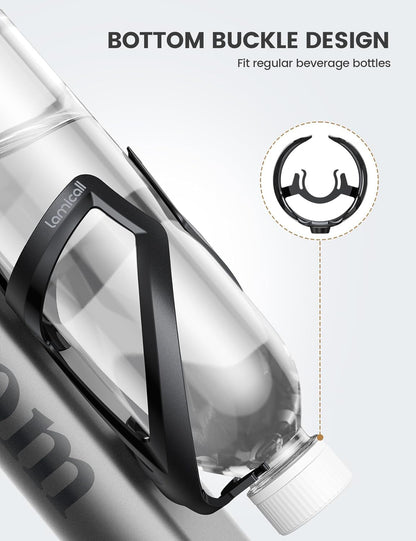 Lamicall Bike Water Bottle Holder - Lightweight & Sturdy Bike Cup Holder, Bicycle Drink Cage, Cycling Bike Water Bottle Cage with Screw Tool, for 2.75-3.94" Diameter Bottles