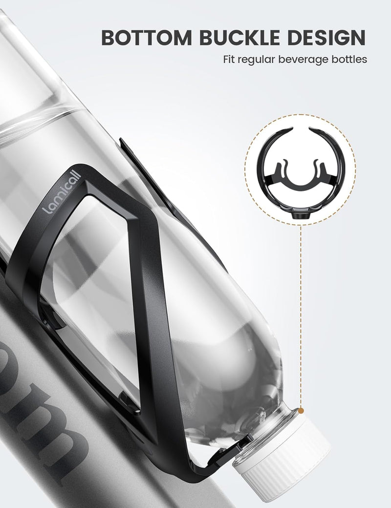 Lamicall Bike Water Bottle Holder - Lightweight & Sturdy Bike Cup Holder, Bicycle Drink Cage, Cycling Bike Water Bottle Cage with Screw Tool, for 2.75-3.94" Diameter Bottles