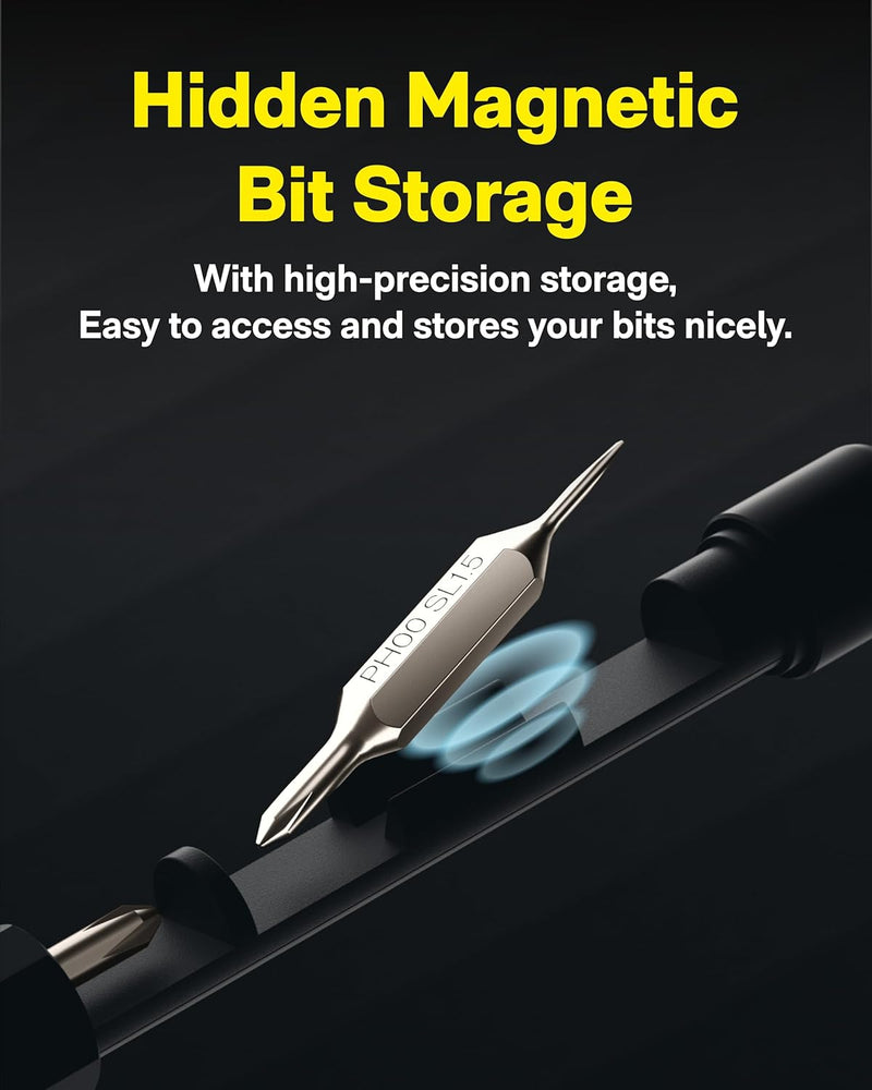 HOTO Precision Screwdriver SE, Pocket Multi-Bit Screwdriver, Mini Hand Screwdriver with 2 Double End Bits & 1 Pen Bit, Ideal for Phone/Glasses/Watches/Laptop, Black