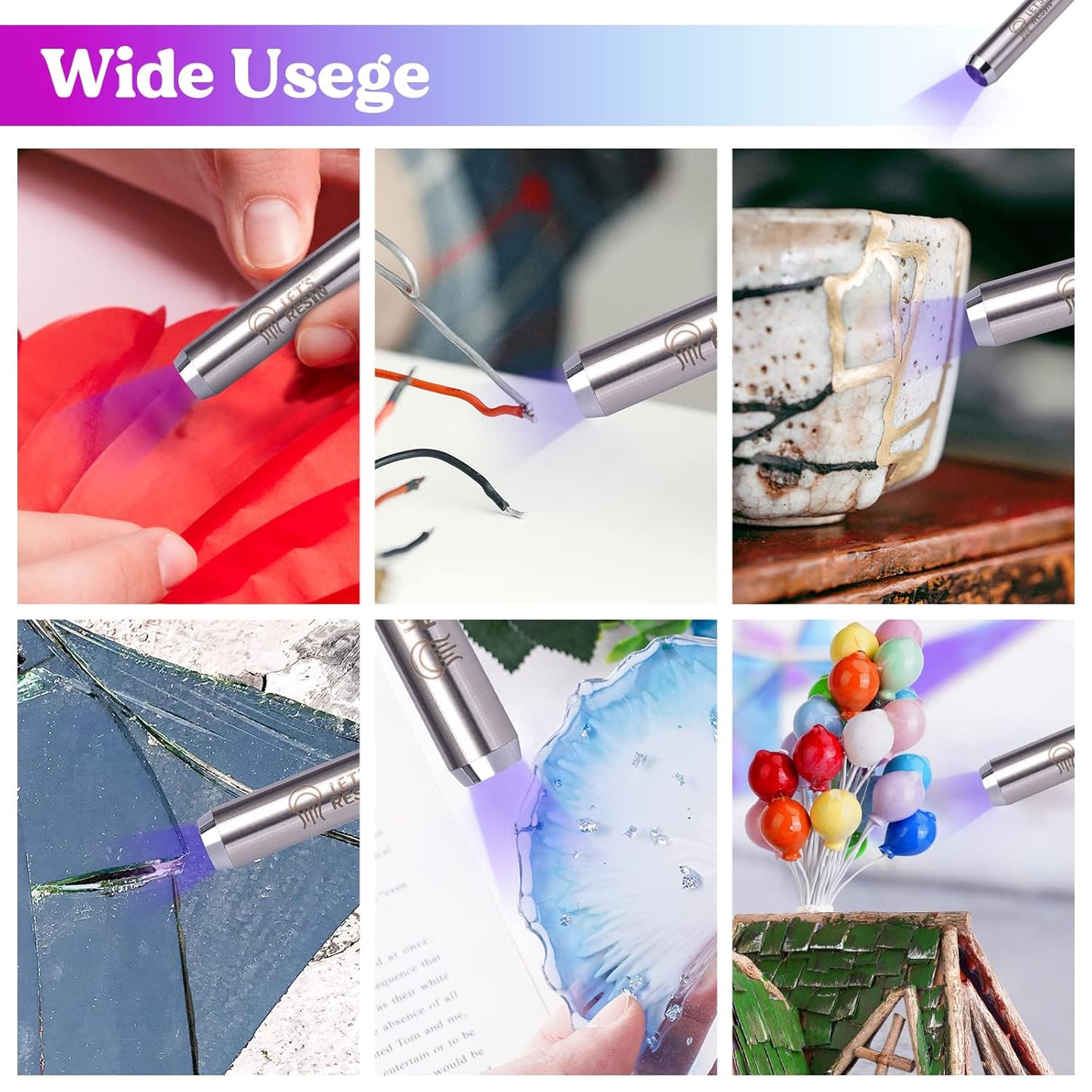 LET'S RESIN UV Resin Kit with Light, Bonding & Curing in Seconds, 25g UV Resin Kit with UV Flashlight for Welding, Jewelry UV Glue Adhesive for Plastic Repair, Glass Light, Craft Decor