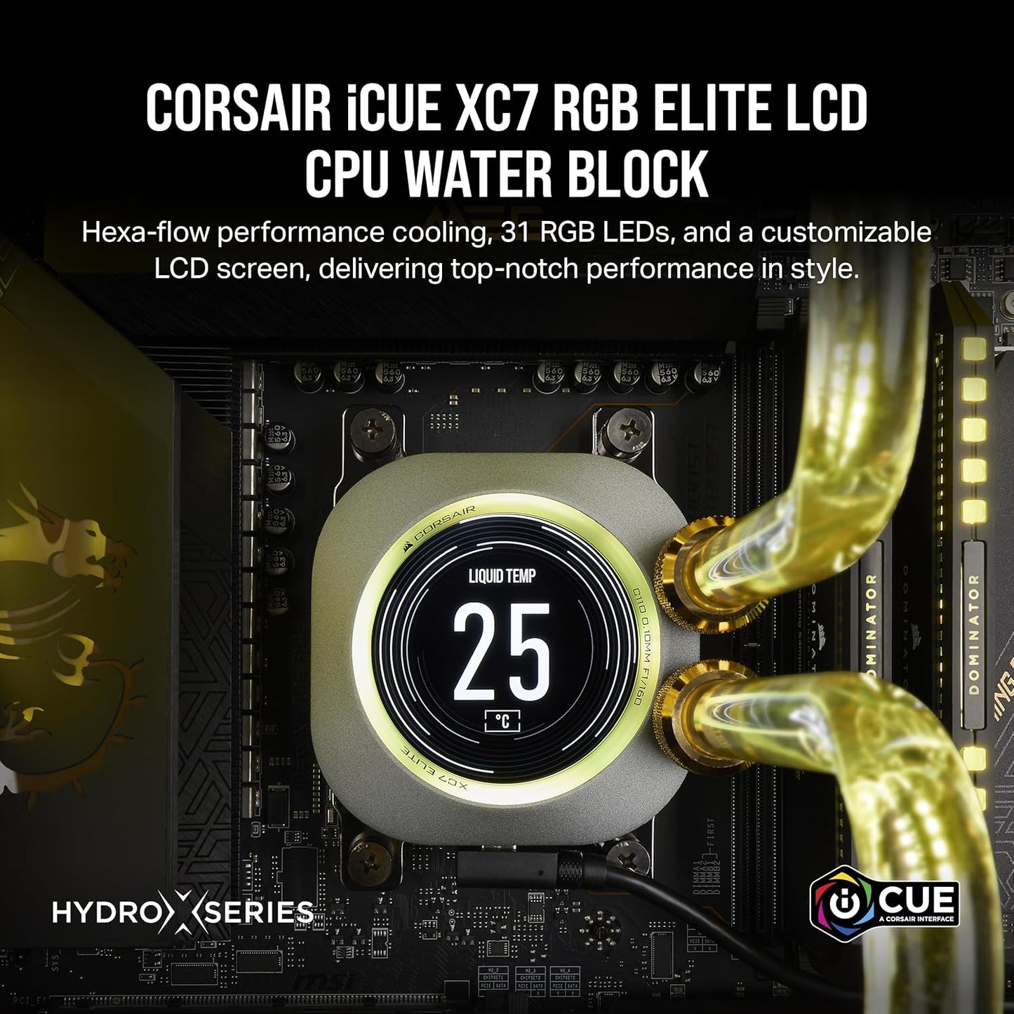 CORSAIR XC7 RGB Elite LCD CPU Water Block – 480×480 IPS LCD Display – 31 RGB LEDs – USB-C – Intel LGA 1700 & AMD AM5 – Custom Loop CPU Cooler