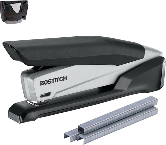 Executive 3-in-1 Spring Powered Stapler with One-Finger Stapling 20 Sheet Capacity and Built-In Staple Remover Black Gray